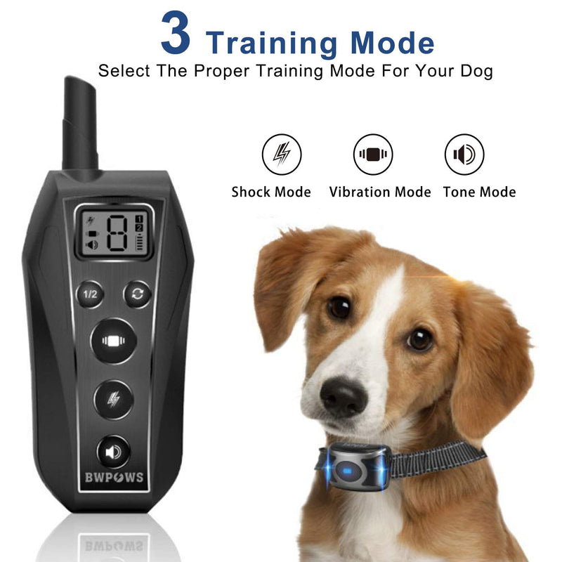 [Australia] - Bwpows Dog Training Collar with 3 Training Modes, Including Beep and Vibration,up to 1968Ft Long Range Remote Control,100% Waterproof Dog Shock Collar for Small, Medium, Large Dogs,2020 Newest Design 