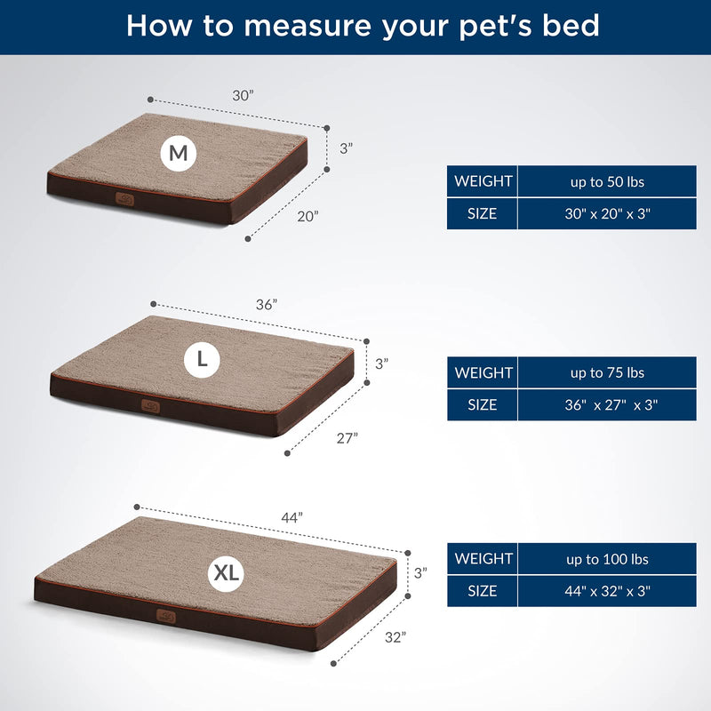 Bedsure Medium Dog Bed for Medium Dogs Up to 50lbs - Orthopedic Dog Beds with Removable Washable Cover, Egg Crate Foam Pet Bed Mat, Brown - PawsPlanet Australia