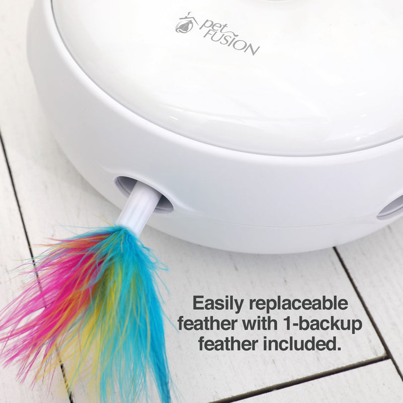 [Australia] - PetFusion Ambush Interactive Electronic Cat Toy with Rotating Feather. (Smart Modes, Nighttime Light, Auto Shut-Off, Batteries Included). Replacement Feathers Available. 12 Month Warranty Full unit Pearl 