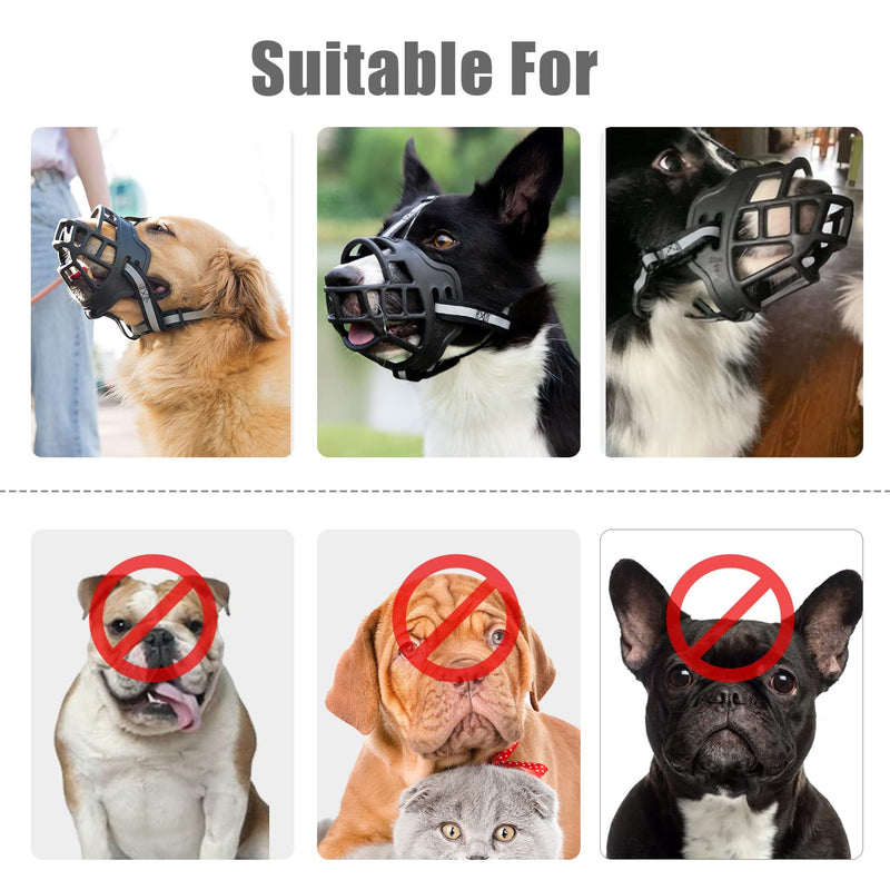 Muzzle for dogs, silicone basket, dog muzzles, soft silicone basket muzzle for small, medium and large dogs, prevents barking, biting and chewing (number 3) number 3 - PawsPlanet Australia