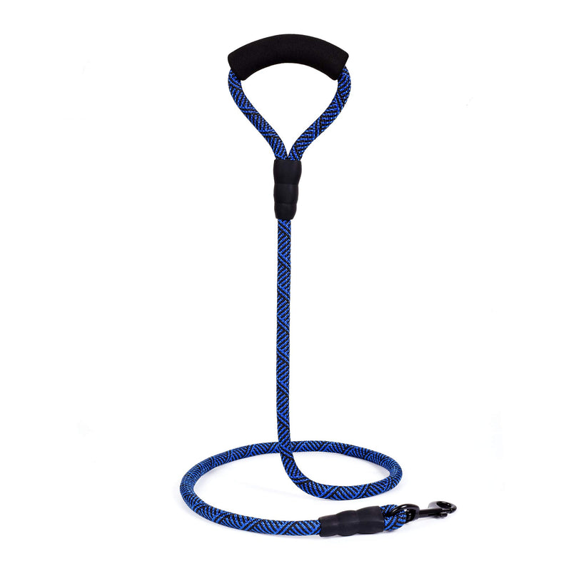 [Australia] - Mile High Life Mountain Climbing Nylon Dog Rope Leash with Soft Handle 4 Feet (Multi-Colors) Black Blue 