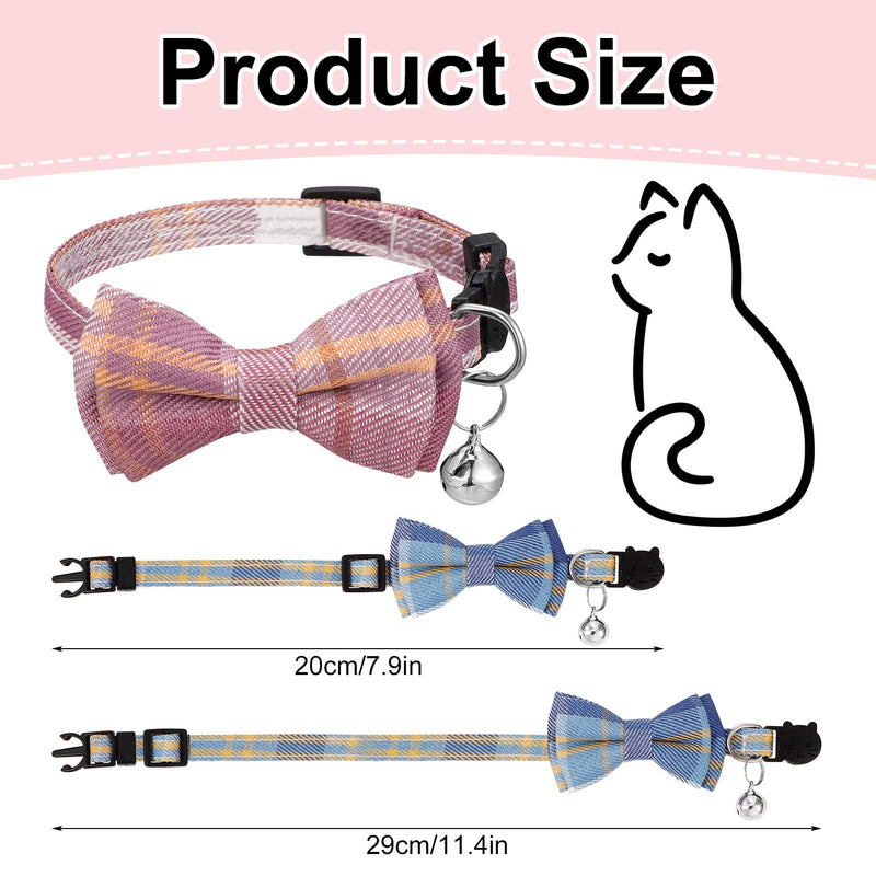 tonyg-p 3 Pcs Cat Collars with Bow Tie and Bell Breakaway Cat Collars Quick Release Safety Kitty Collars Adjustable Pet Collars for Cats, Kitten, Small Pet (Pink,Blue,Black) Pink,Blue,Black - PawsPlanet Australia