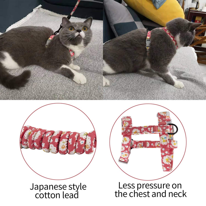 HAPPY HACHI Adjustable Soft Cat Harness Nylon Strap Safety Leash Prevent Escape for Cat Rabbit Ferret and Other Small Pet Animals (S, Pink) S - PawsPlanet Australia