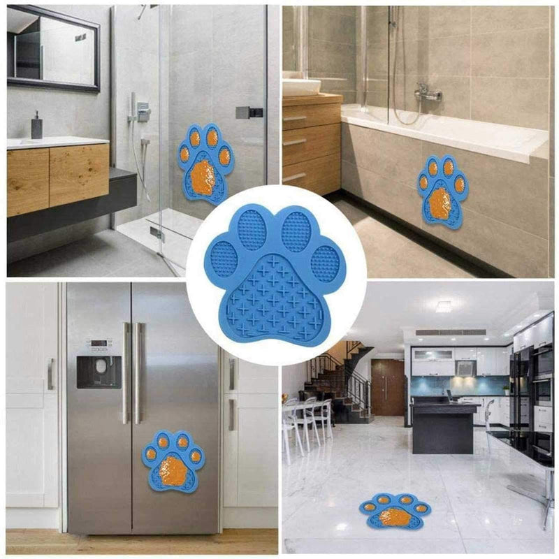 Dog Bath Lick Mat with Super Suction for Bathing GroomingTraining Prevent Dog Anxiety Pet Lick Pad Slow Feeder Perfect for Dog Cat Food Yogurt Peanut Butter Blue - PawsPlanet Australia