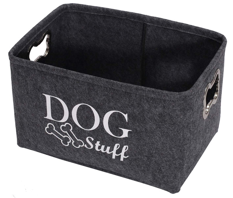 Morezi Felt puppy stuff baskets, dog toy bin storage with designed metal handle, pet organizer - Perfect for organizing pet toys, blankets, leashes, dry food and bandana - Gray - PawsPlanet Australia