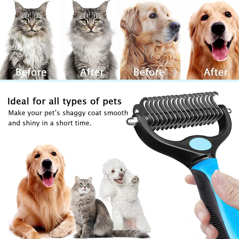 Aatpuss cat brush, undercoat brush for dogs, animal hair brush, dog brush for long hair undercoat, extra wide blue grooming brush for small to large dogs and cats - PawsPlanet Australia