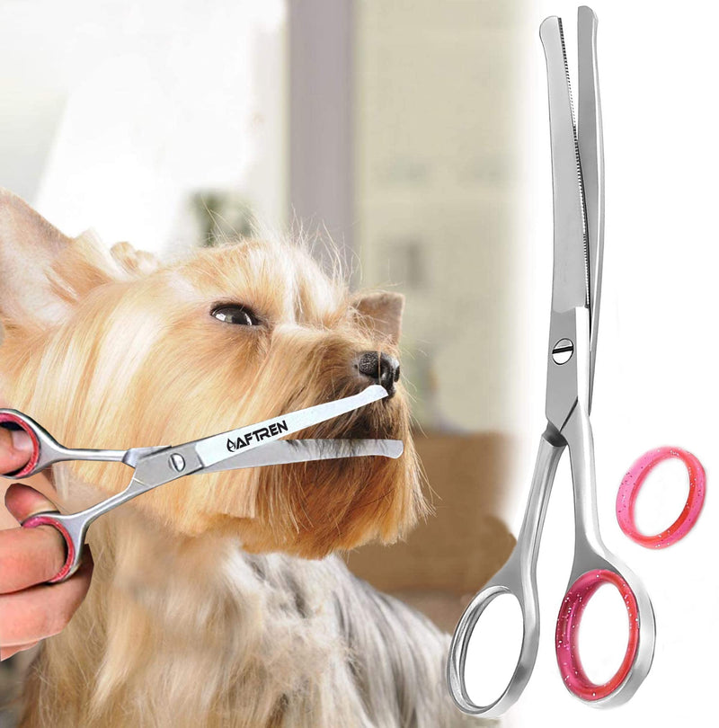 Pet Dog Grooming Trimmer Scissors Curved Hair Paw Scissors Round Tip Safety Scissors Stainless Steel for Dogs Cats (6.7 Inch) - PawsPlanet Australia