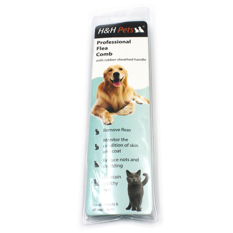 Pin Comb by H&H Pets - For Cats and Dogs with Upgraded Rubber Handle - PawsPlanet Australia