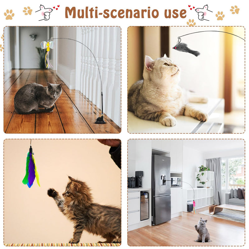 Interactive Cat Toy Intelligence Cat Toy Interactive Cat Fishing Rod Stable Cat Toys with Feathers and Suction Cup Simucatstick Kitten Wand Butterfly for Large Small Cats (Style 2) Style 2 - PawsPlanet Australia