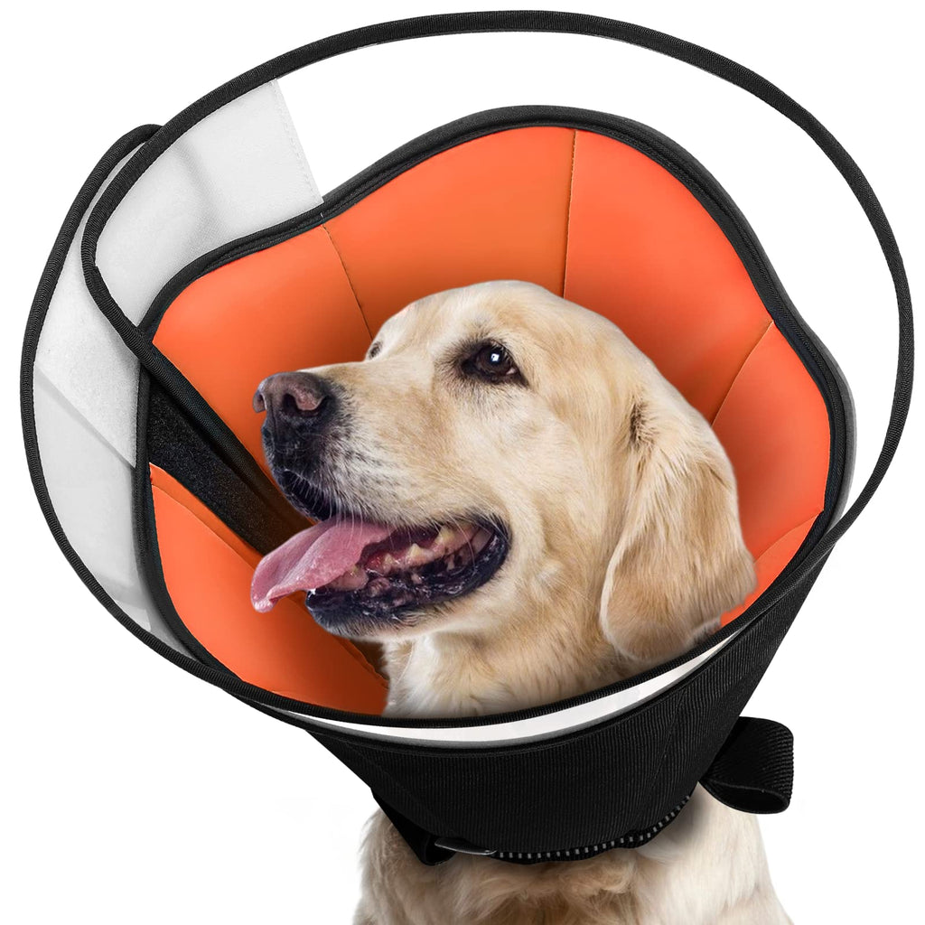 FURTIME Dog Cone for Large Medium Small Dogs Alternative After Surgery,Adjustable Dog Recovery Collar for Pets,Soft Elizabethan Collar,Prevent Licking Wounds Orange XL (Neck: 14-18.5") - PawsPlanet Australia