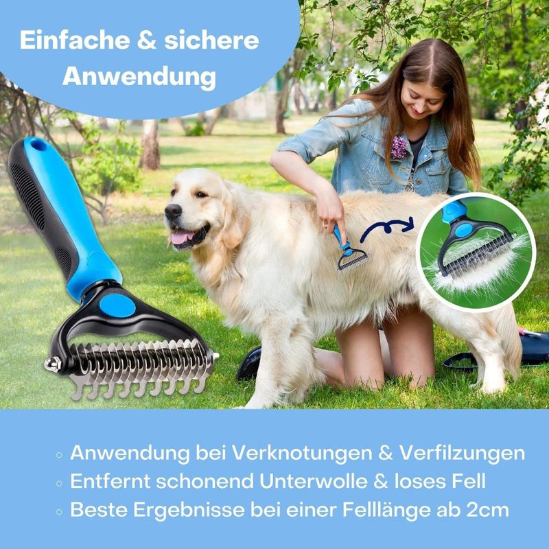 PetsFriend undercoat brush, dog brush & cat brush for medium & long hair, undercoat brush for dogs & cats, removal of undercoat & tangles - ideal for changing fur, efficient & safe - PawsPlanet Australia