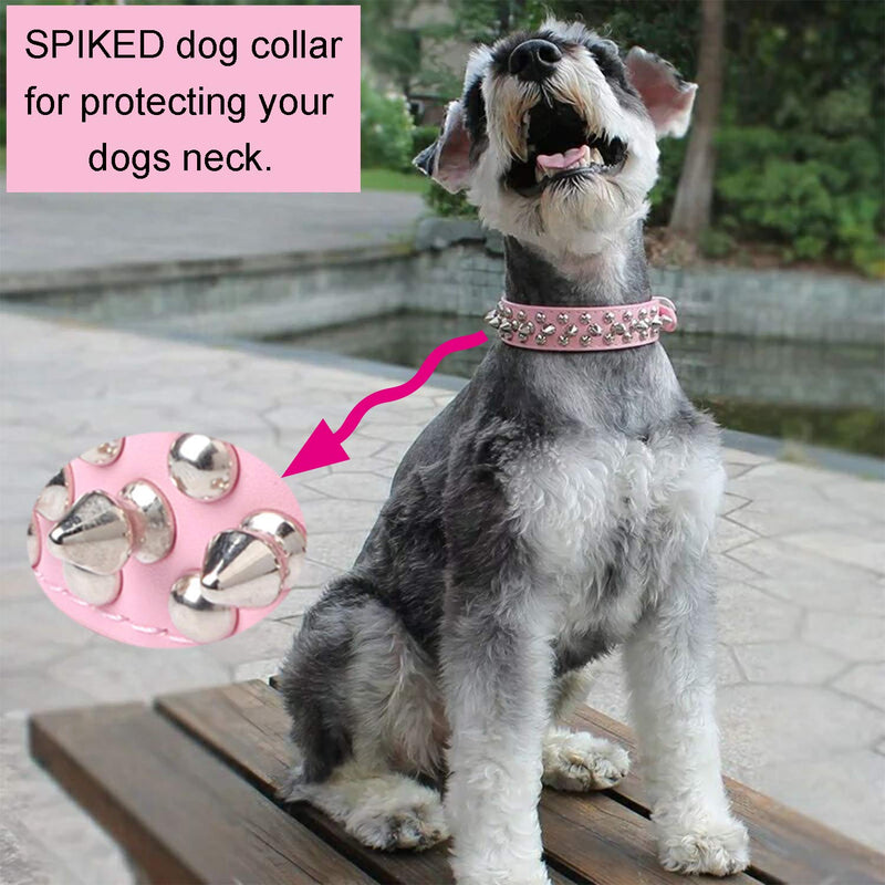 [Australia] - teemerryca Adjustable Leather Spiked Studded Dog Collars with a Squeak Ball Gift for Small Medium Large Pets Like Cats/Pit Bull/Bulldog/Pugs/Husky XL(17.7"-20.5" / 45cm-52cm) PINK 