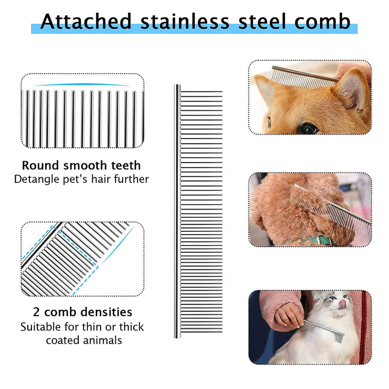 Dog Hair Comb Wire Stripper Pet Grooming Comb Set Double Sided Undercoat Rake Stainless Steel Combs Nail Clippers Nail File for Dogs Cats - PawsPlanet Australia
