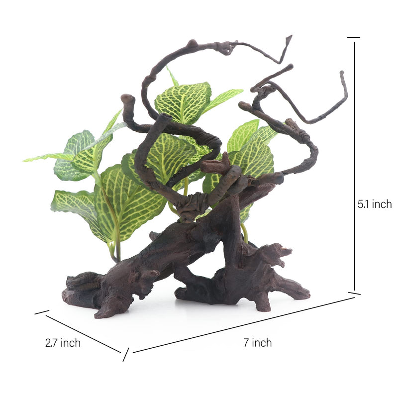 AQUA KT Reptile Terrarium Forest Tree with Plant Leaves for Amphibian Habitat Décor Lizard Snake Turtle Supplies - PawsPlanet Australia