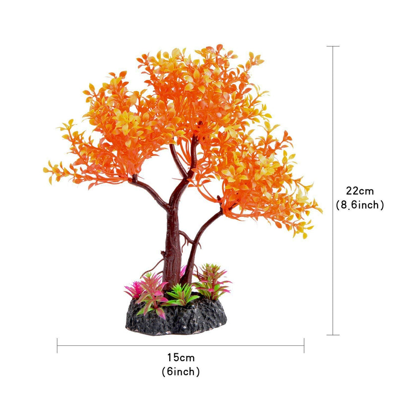 [Australia] - Saim Artificial Orange Yellow Tree Plastic Plant Decor for Aquarium Fish Tank Bonsai Ornament 8.6" Height 
