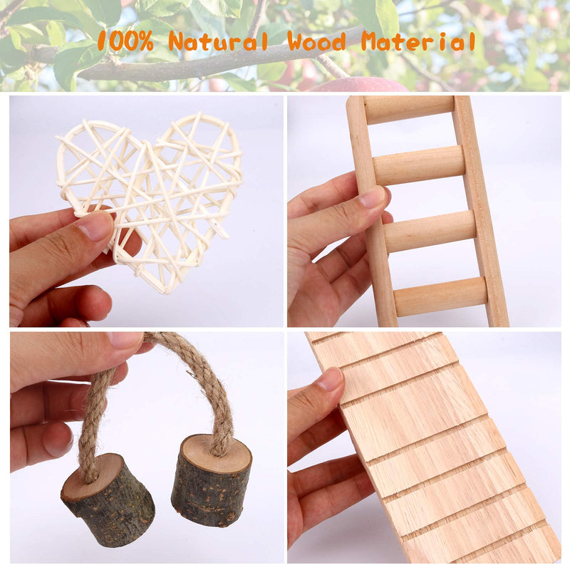 YUEPET Chinchilla Toys Guinea Pig Gerbil Rat Hamster Chew Toys Accessories Natural Wooden Seesaw Ladder Teeth Care Molar Toy for Bunny Rabbits Gerbils (Pack of 10) - PawsPlanet Australia