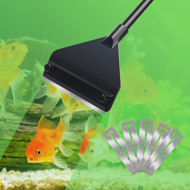 Luxiv Stainless Steel Algae Scraper Black, Aquarium Glass Cleaner Tools 25.6 Inches Fish Tank Scraper Cleaner Handheld Scraper for Aquarium Tank - PawsPlanet Australia