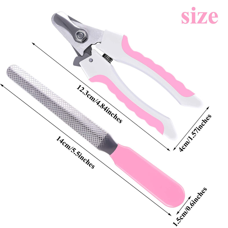 URATOT Pet Nail Clipper Set Professional Pet Nail Trimmer with Safety Guard to Avoid Over-cutting Include Nail Clipper and Nail File for Medium and Large Pets Dogs Cats, Pink S - PawsPlanet Australia