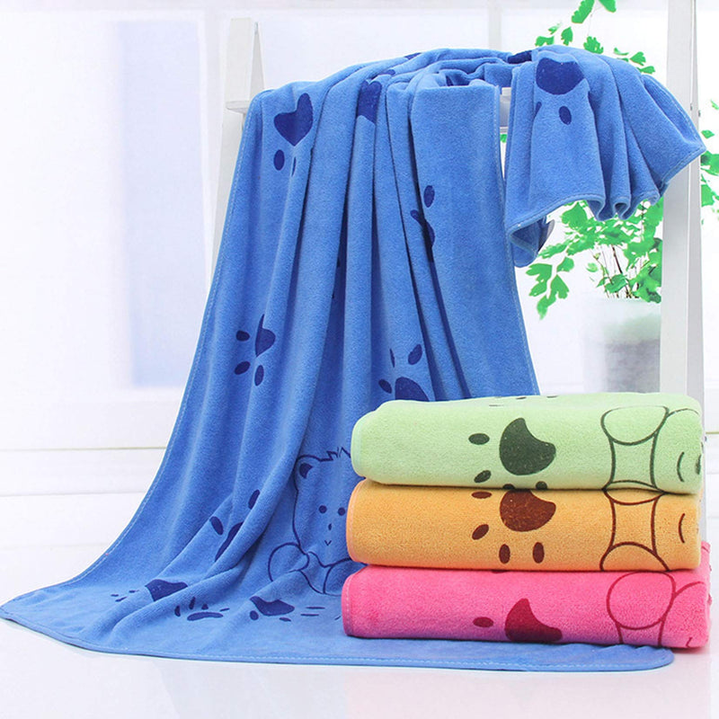 Yuer Microfibre Pet Towel Absorbent Microfibre Towel Oversized Drying Towel for Dog Cat Bath Grooming Blue 55x28 inches - PawsPlanet Australia