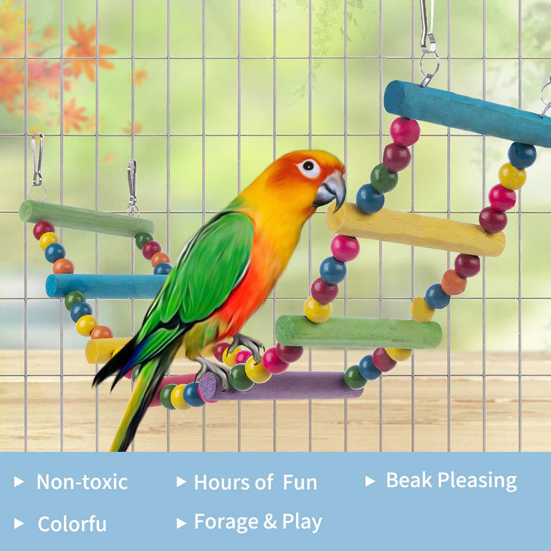 Bird Parrot Toys Ladders Swing Chewing Toys Hanging Pet Bird Cage Accessories Hammock Swing Toy for Small Parakeets Cockatiels, Lovebirds, Conures, Macaws, Lovebirds, Finches 8 Ladders - PawsPlanet Australia