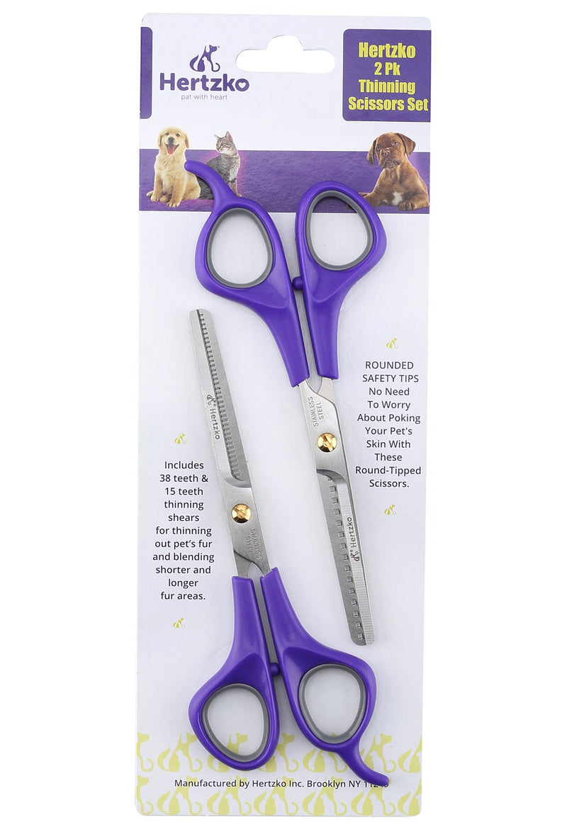 [Australia] - Hertzko Thinning Scissors Set Includes a 15 Teeth + 38 Teeth thinning Shears for thinning Out pet’s Fur and Blending Shorter and Longer Hair - Great Grooming Scissors for Dogs, Cats, and Rabbits 