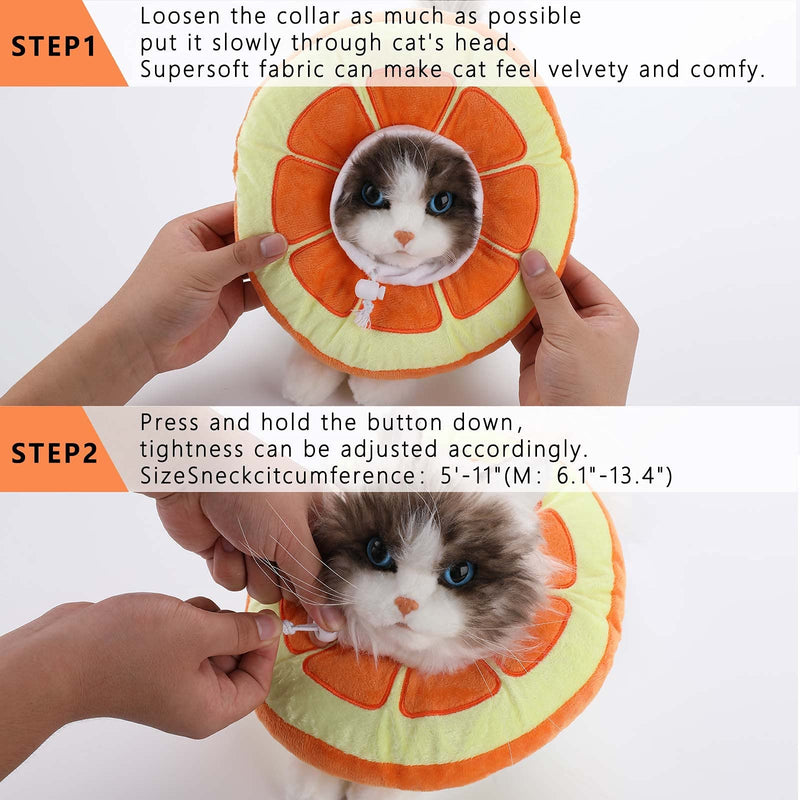 Molain Adjustable Cat Recovery Collar Cat Cone Collar Soft Cat Donut Pillow Cute Orange Neck Kitten Collars After Surgery Wound Healing Protective Soft Cone Collars for Cats Dogs Kitten Puppy(S Size) S - PawsPlanet Australia