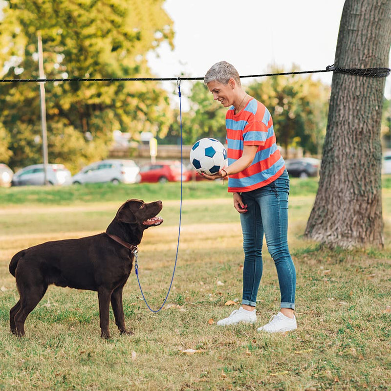 Petbobi Dog Tie Out Cable for Camping, 50FT Dog Runner for Yard with 9.8FT Dog Run Wire Cable, Portable Reflective Dog Lead Line with 360° Tangle Free &Heavy-Duty Clasp for Yard, Park, Black - PawsPlanet Australia