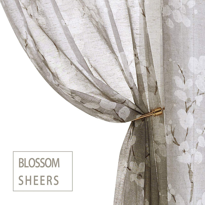 FMFUNCTEX Flax-Blend Sheer Curtains for Living-Room White Blossom Print Window Drapes 50"x 63" 2 Panels, Tan, Rod Pocket 50" x 63" - PawsPlanet Australia