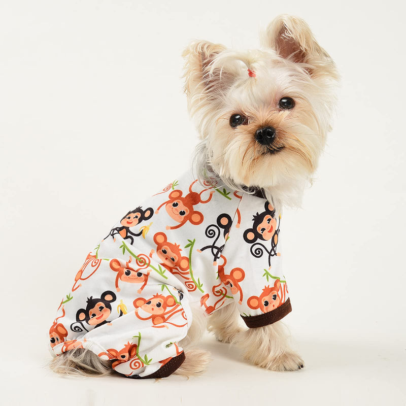 Dog Pajamas for Small Dog Girl Boy Puppy Pjs Jammies 4 Leg Dog Clothes for Chihuahua Yorkie Summer Onesies Jumpsuit Clothing for Pet Dogs Male Female (Medium, Monkey) Medium - PawsPlanet Australia