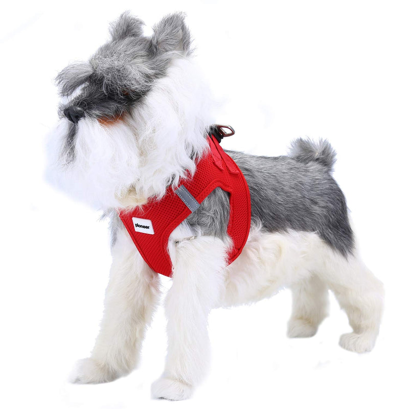 HAPPY HACHI Soft Mesh Dog Cat Harnesses Lightweight Reflective Padded Vest Harnesses for Small Puppy Pet Animal(S 11.42-12.99 in,Red) S Red - PawsPlanet Australia