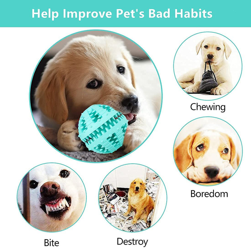 Bojafa Dog Toys Ball Durable Dog Puzzle Teething Toys for Boredom Small Medium Large Dog Teeth Cleaning Treat Dispensing IQ Training Toy (8 CM Large, Cyan) - PawsPlanet Australia