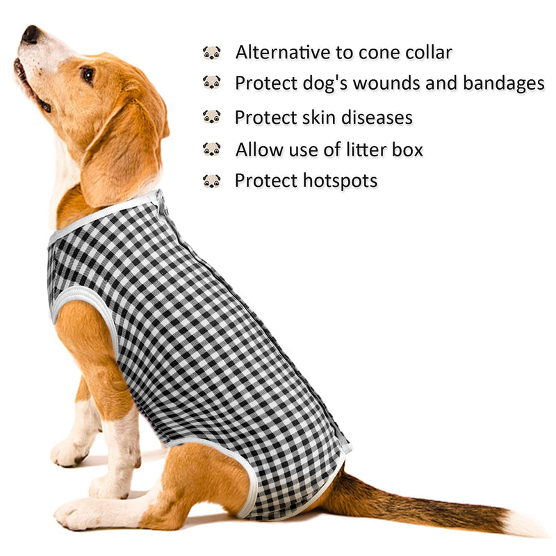 Kuoser Surgical Recovery Suit for Dogs Cats, Pet T-Shirt After Surgery Wear for Dogs, Dog Professional Recovery Suit Comfortable E Collar Alternative, Prevent Licking Onesies Pet Surgery Recovery Suit X-Small (Pack of 1) Black - PawsPlanet Australia