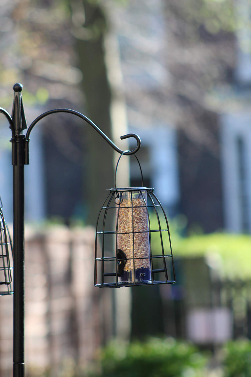 Honeyfield's 78485997, Wild Bird Feeder Pole. Feeding Station with Decorative Finial Two Hooks. Metal, Freestanding Ready for the Garden Outdoors, Black, 5.5 cm*49.0 cm*10.5 cm - PawsPlanet Australia
