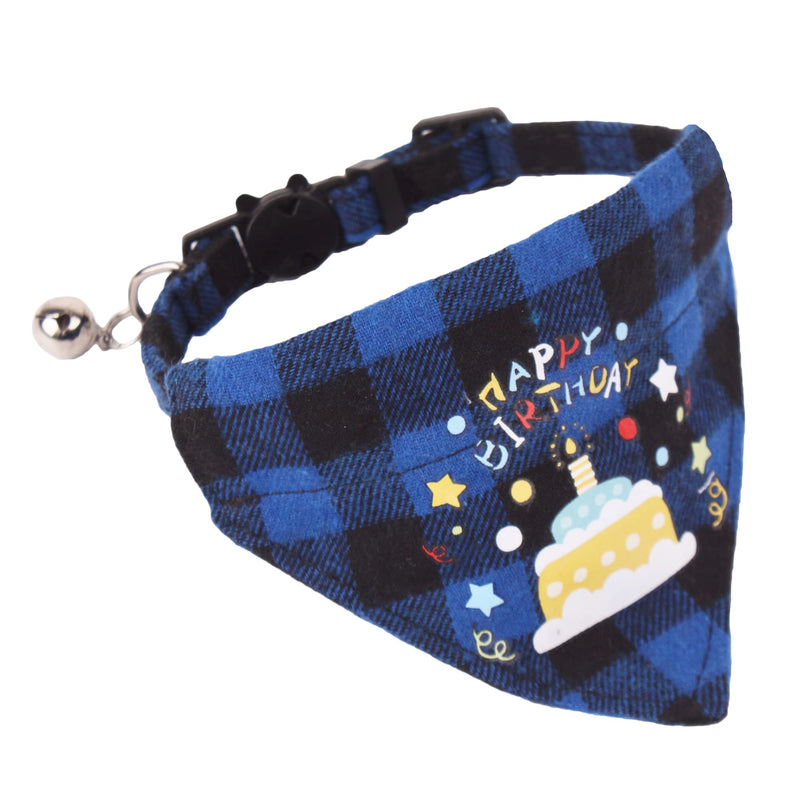 Birthday Cat Collars Breakaway with Bells, 2 Pack Cat Birthday Collar with Removable Bandana, Adjustable Plaid Cat Bandana Collar for Kittens Cats - PawsPlanet Australia