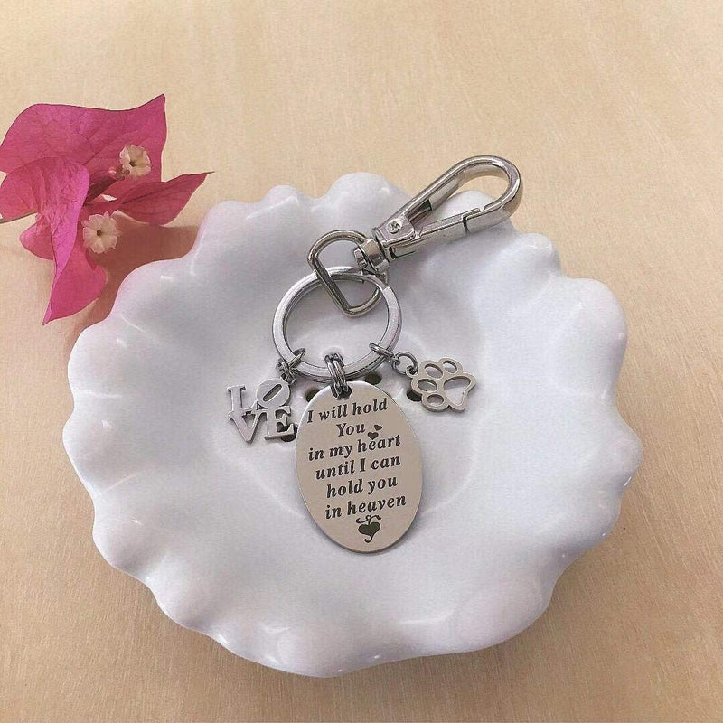 Pet Memorial Keychain- Pet Memorial Gift Engraved for Dogs Cats,Stainless Steel Sympathy Gift for Loss of Loved One silver Love and Paw - PawsPlanet Australia