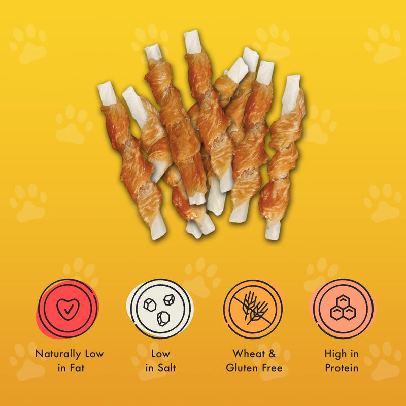Pet Munchies Chicken Twists Dog Treats, Premium Natural Grain Free Dental Sticks Made Real Meat, Low in Fat and High in Protein 80g 80 g (Pack of 1) - PawsPlanet Australia
