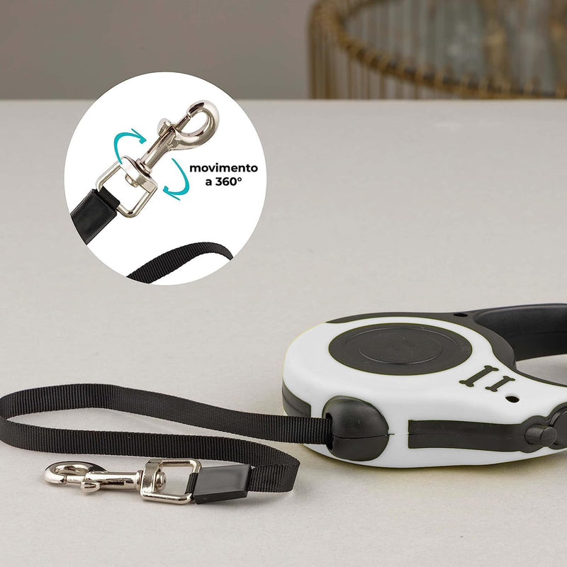 GNAUMORE Telescopic dog leash, retractable dog pull rope, dog retractable leash, large dogs, 3 m, dog leash, retractable dog leash for small dogs, retractable dog leash with non-slip handle, white 1 piece - PawsPlanet Australia