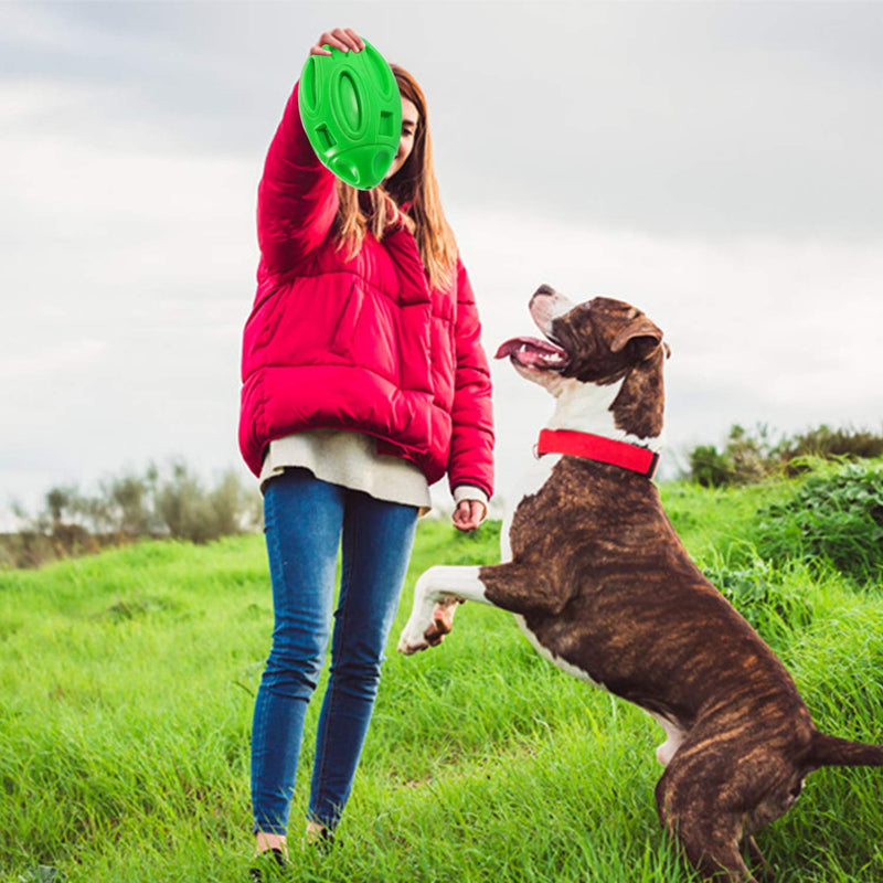 [Australia] - vnice Squeaky Dog Toys for Aggressive Chewers,Elasticity Natural Rubber Football,Puppy Toothbrush,Durable Interactive Pet Toy Ball for Small Medium and Large Breed green 