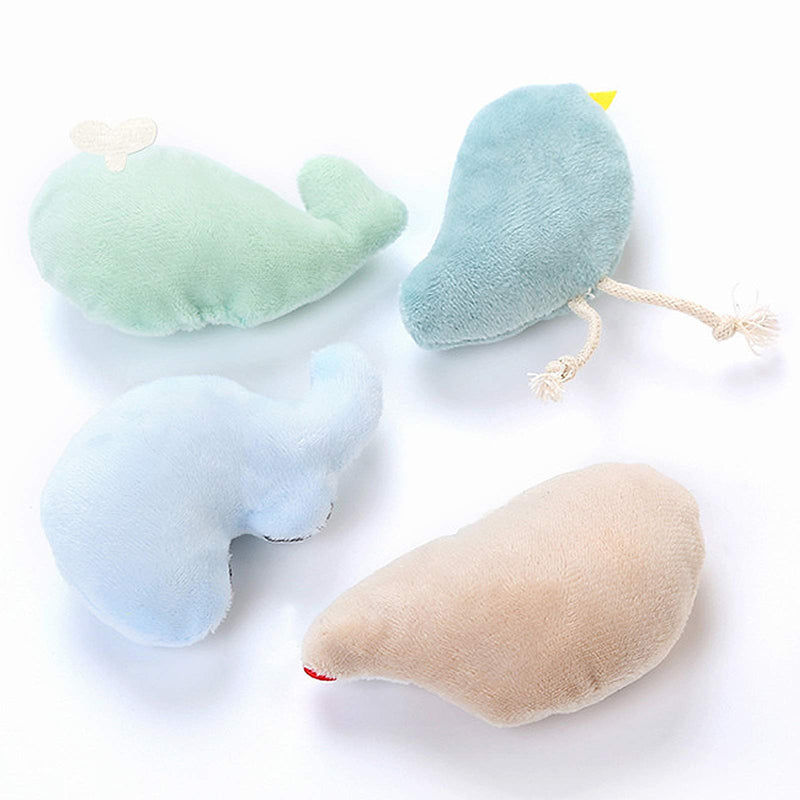 kissral Catnip Toys for Cats 4Pcs for Indoor and Interactive Cat Nip Toys Soft Plush Cat Pillow Cat Kitten Toys Cartoon Chew Toy Teeth Cleaning Grinding Claw Whale/Elephant/Bird/Hedgehog - PawsPlanet Australia