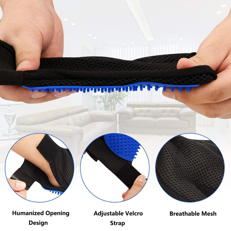 AIWEIYER Pet Grooming Glove 1 Pair,Breathable Deshedding Massage Tool Bathing Brush,Deshedding Brush Glove with Enhanced Five Finger Design Kit for Cat & Dog (Blue) - PawsPlanet Australia