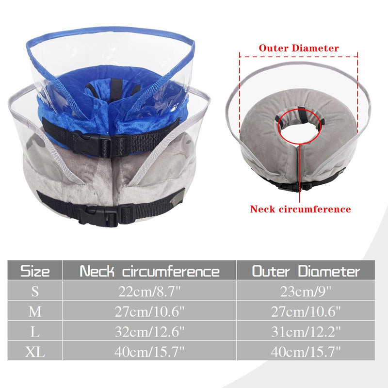 Winmany Inflatable Collar for Dogs Cats Protective Cone Recovery Collar Post Surgery Neuter Adjustable Pet Donut Collar with Baffle Prevents Biting and Scratching (Gray, M) Grey - PawsPlanet Australia