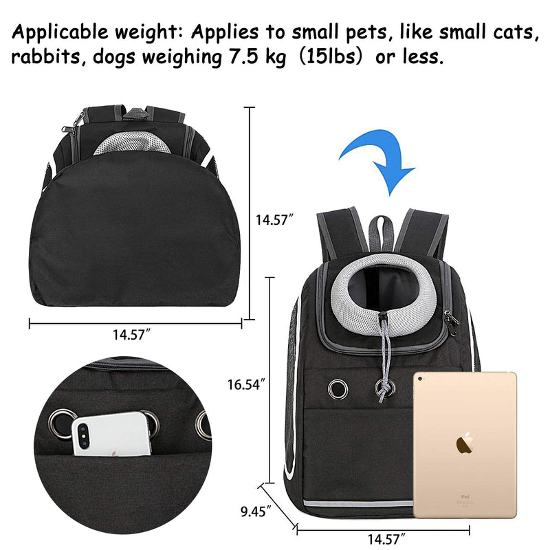 Sisenny Cat Dog Carrier Backpack for Small/Medium Cats and Dogs Pet Bag for Traveling Hiking Camping Outdoor Use, Black - PawsPlanet Australia