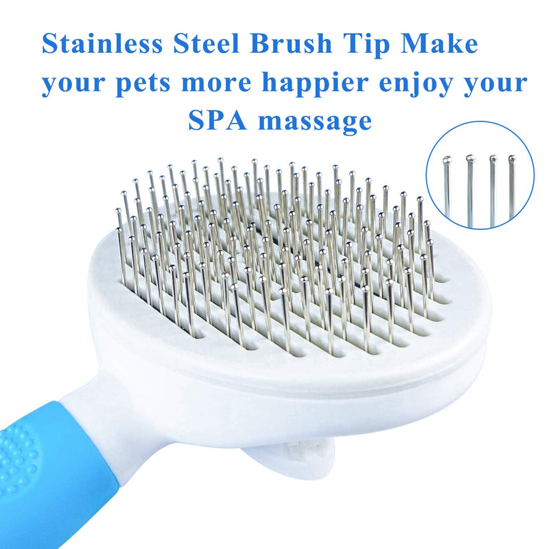 Cat Grooming Brush, Self Cleaning Slicker Brushes for Dogs Cats Pet Grooming Brush Tool Gently Removes Loose Undercoat, Mats Tangled Hair Slicker Brush for Pet Massage-Self Cleaning - PawsPlanet Australia
