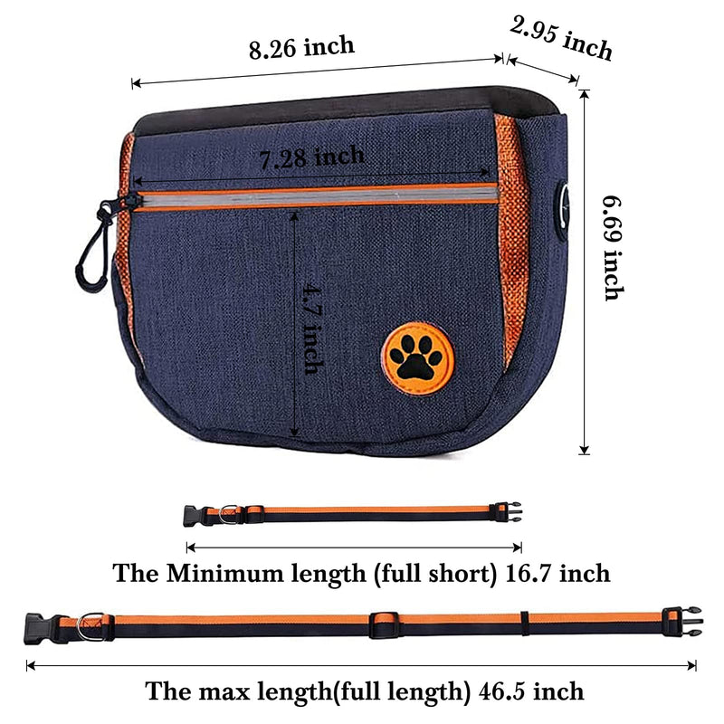 FAMALL Dog Treat Pouch with Poop Bag Dispenser, Pet Training Bag Adjustable Waistband 4 Ways to Wear, Puppy Training Treat Pouch for Outdoors Walking and Playing Blue - PawsPlanet Australia