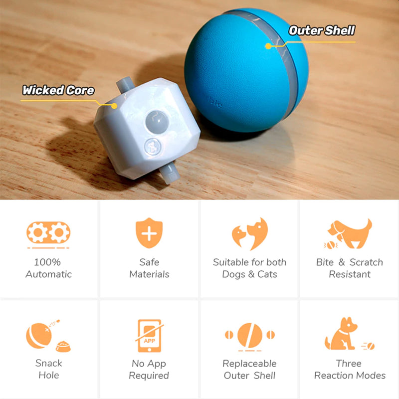 Cheerble Dog Ball Toy Interactive & Automatic Ball, Self-Propelling Ball for Dogs, 3 Interactive Motions Smart Robotic Indoor Pet Toy, USB Rechargeable Toy for Small Medium Large Dogs (Not for Aggressive Chewers), Stimulate Your Pet's Instinct Blue - PawsPlanet Australia