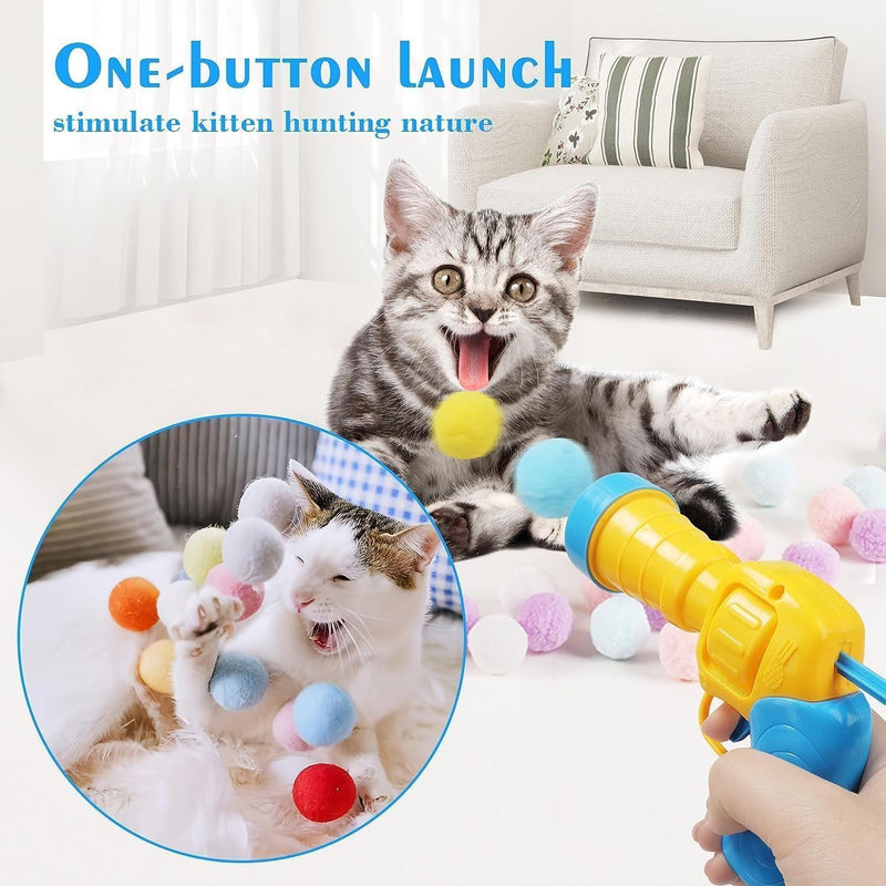 SXFENG Cat Toy, Interactive Cat Toy, Cat Toy Balls with Cat Toy Launcher, Cat Toy for Cats and Kittens, Toy for Indoor Pets, Cats, Dogs (50 Balls) - PawsPlanet Australia