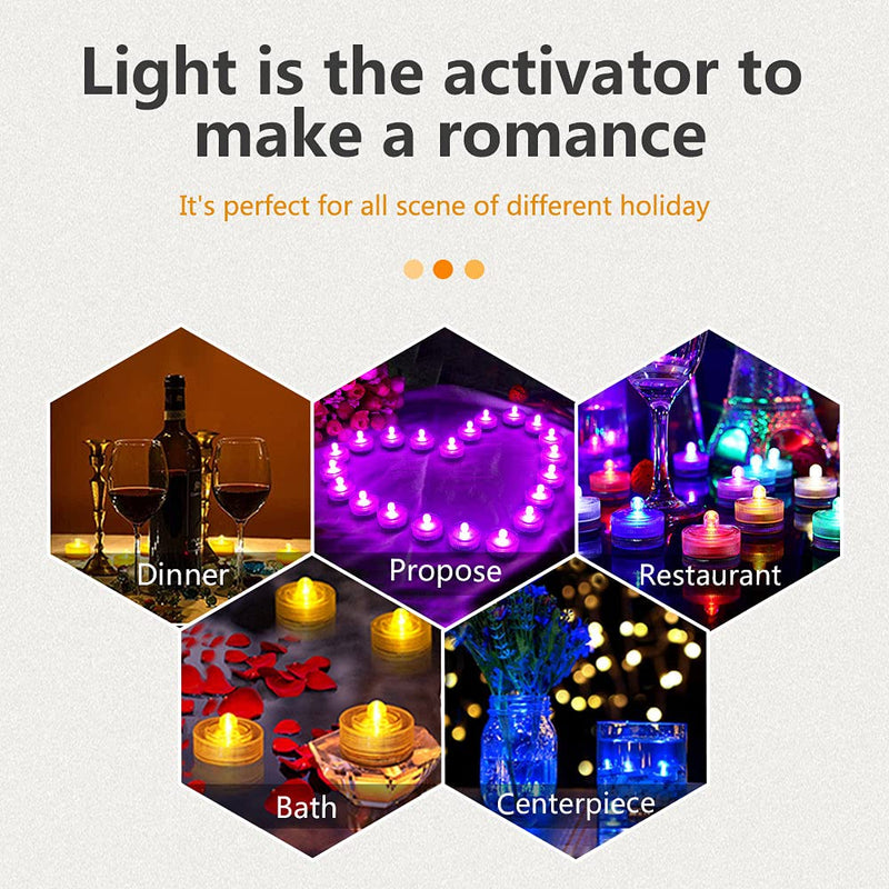 HL 24pcs Submersible LED Light,Purple Waterproof Flameless Candle Tealights,Underwater Pool Lights for Wedding Home Vase Festival Party Decoration Purple - PawsPlanet Australia