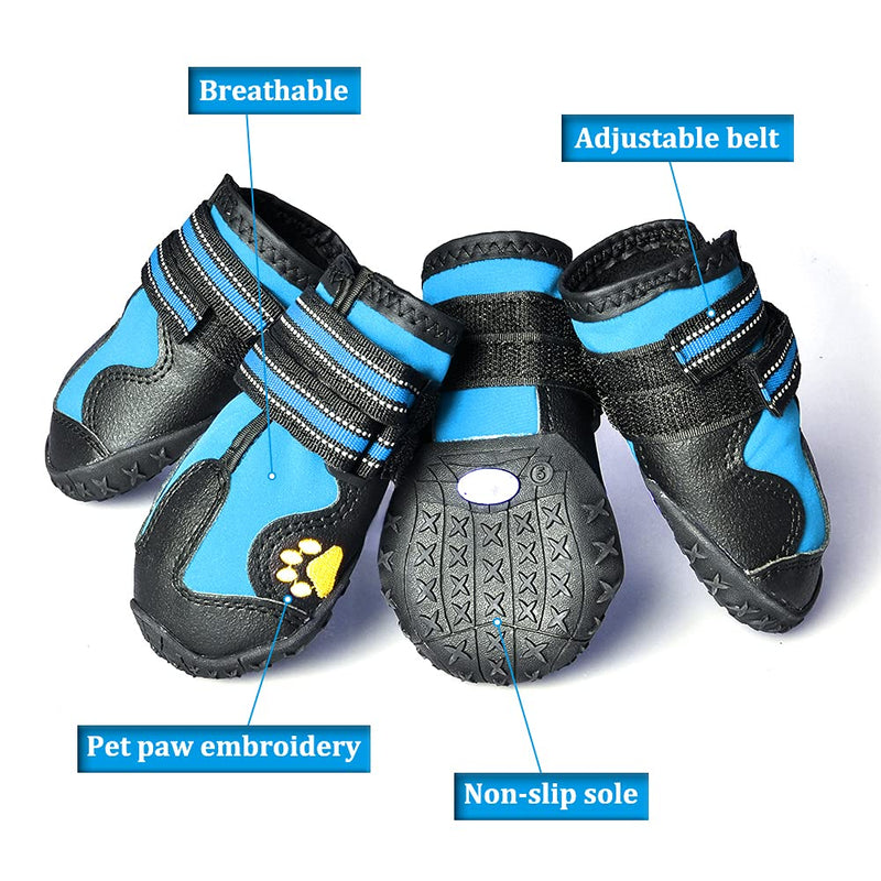 CovertSafe& Dog Boots for Dogs Non-Slip, Waterproof Dog Booties for Outdoor, Dog Shoes for Medium to Large Dogs 4Pcs Size 1: （2.3''x1.6'')(L*W) for 10-23 lbs Blue - PawsPlanet Australia