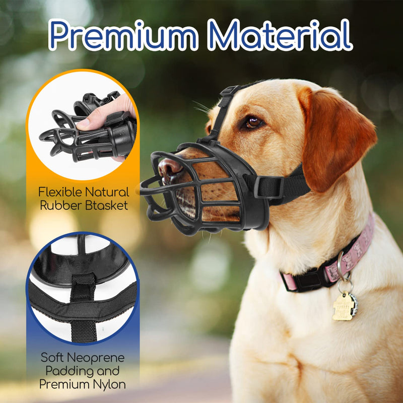 Nobleza Muzzles for Dogs, Prevention of Biting, Chewing and Barking, Breathable Silicone Basket Dog Muzzles, for Small, Medium and Large Dogs (S/M/L, Black) M - PawsPlanet Australia