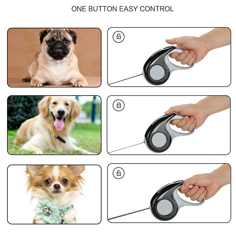Extendable dog leash, extendable cat leash, flex leash small dog 5 m, max 15 kg (black) black - PawsPlanet Australia